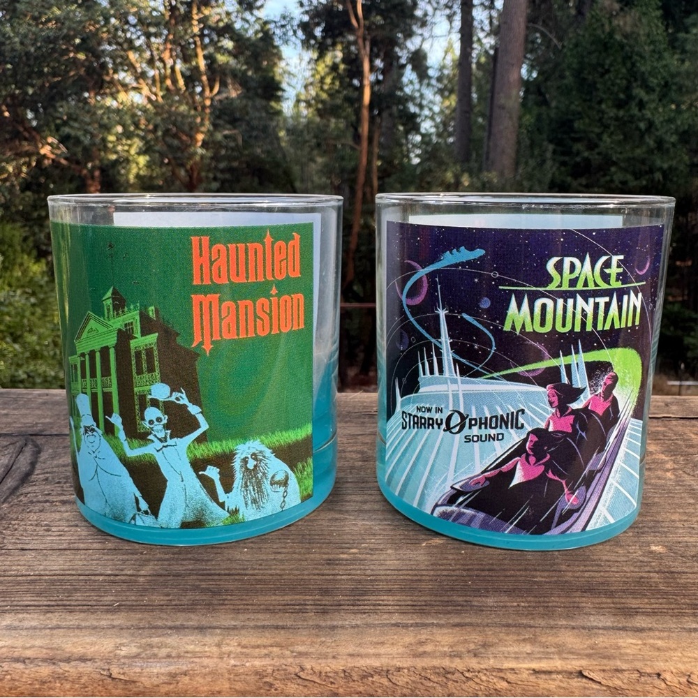 Disneyland Haunted Mansion and Space Mountain Glass Tumbler Set